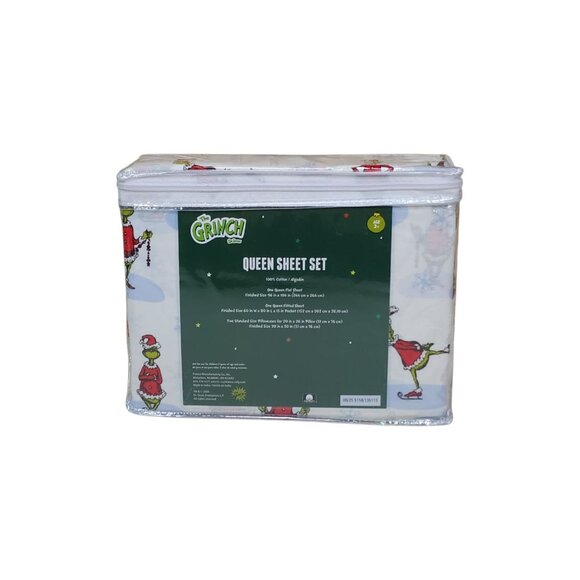Dr. Seuss The Grinch Christmas Queen Sheet Set 100% Cotton by Franco - Picture 2 of 10